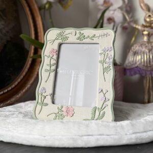 Chic Floral Embroidered Frame - Cream Green pink - shabby chic Rachel Ashwell